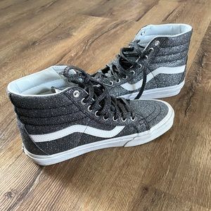 Vans glitter Sk8 hi-top. Silver, size 8.5
